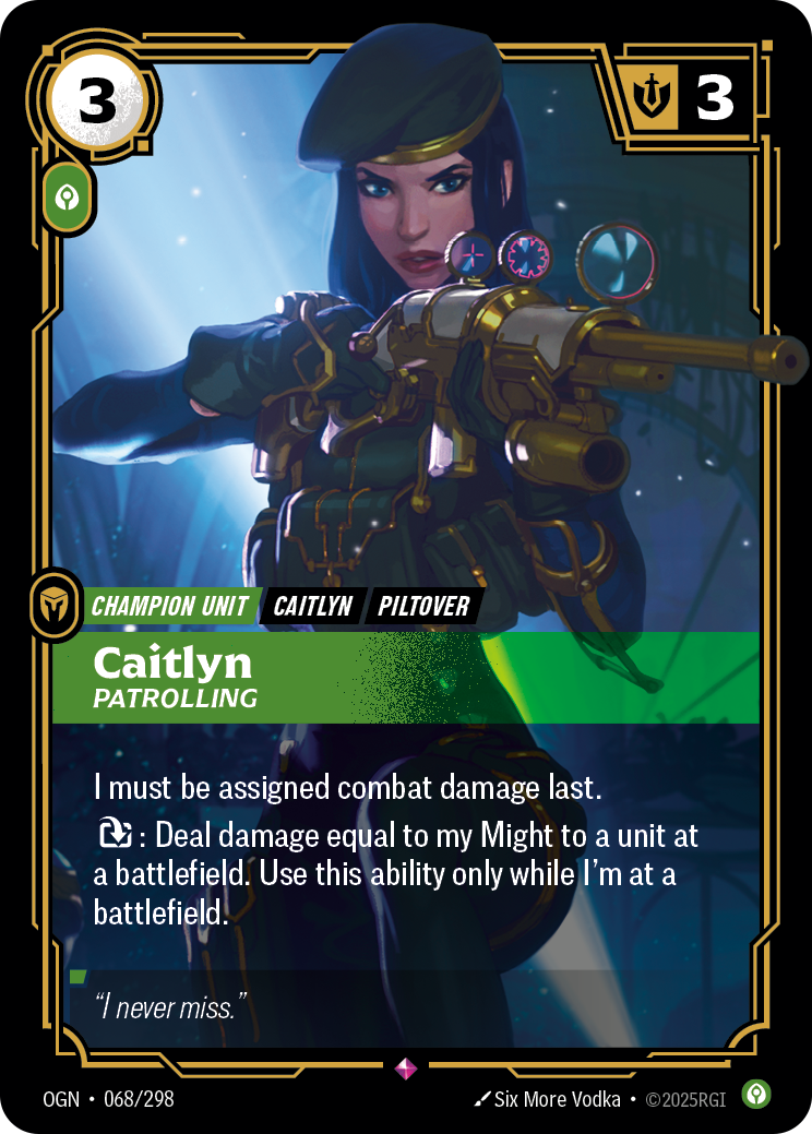 front of card Caitlyn, Patrolling [Origins]