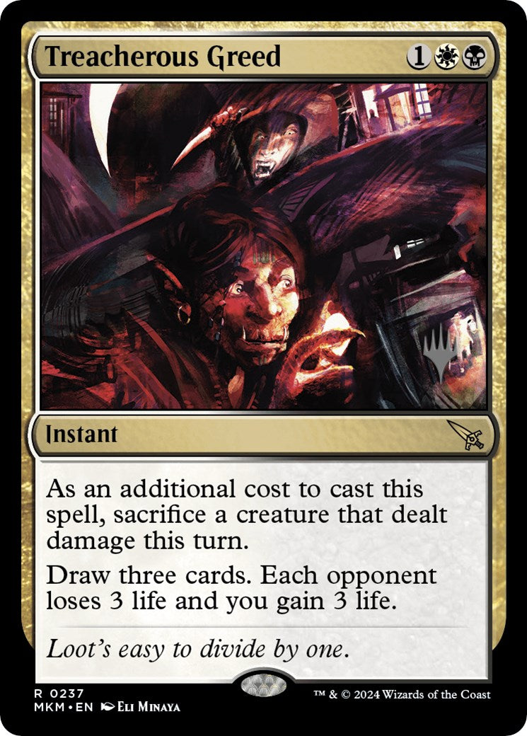 Treacherous Greed (Promo Pack) [Murders at Karlov Manor Promo Pack]