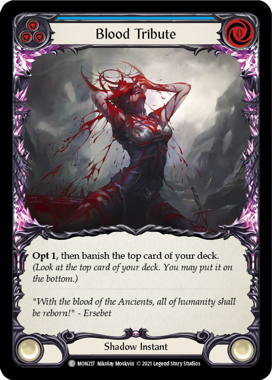 Blood Tribute (Blue) [MON217-RF] (Monarch) 1st Edition Rainbow Foil