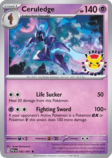 Ceruledge (040/091) (Pokemon Day 2024)(Cosmos Holo) (Scarlet & Violet: Paldean Fates) [Theme Deck Exclusive]
