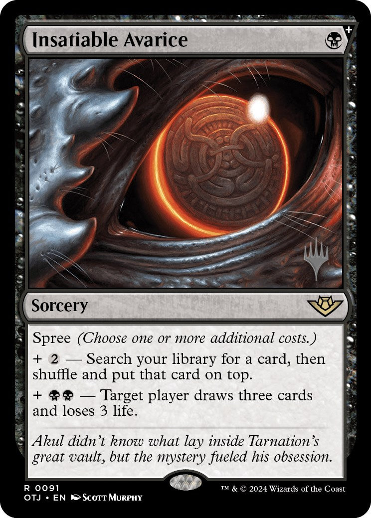 Insatiable Avarice (Promo Pack) [Outlaws of Thunder Junction Promo Pack]