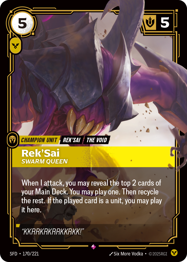 front of card Rek'Sai, Swarm Queen [Spiritforged] 170/221