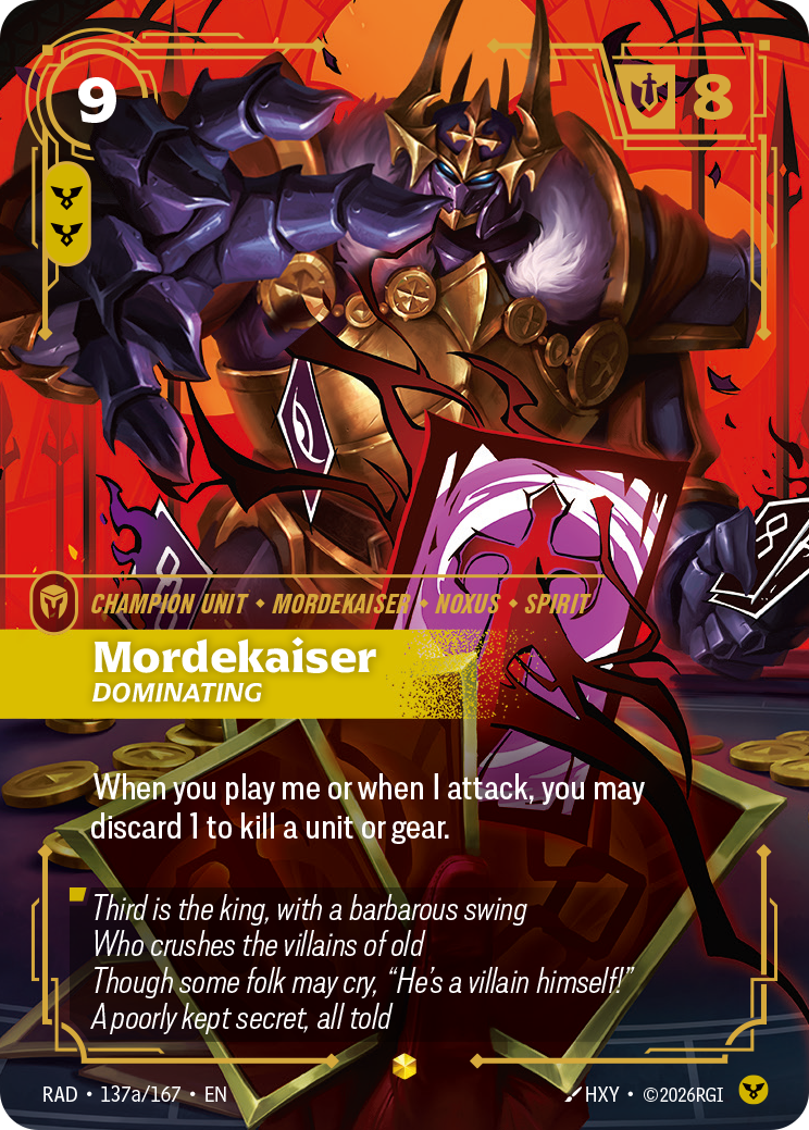 front of card Mordekaiser, Dominating (Alternate Art) [Radiance] 137a/167