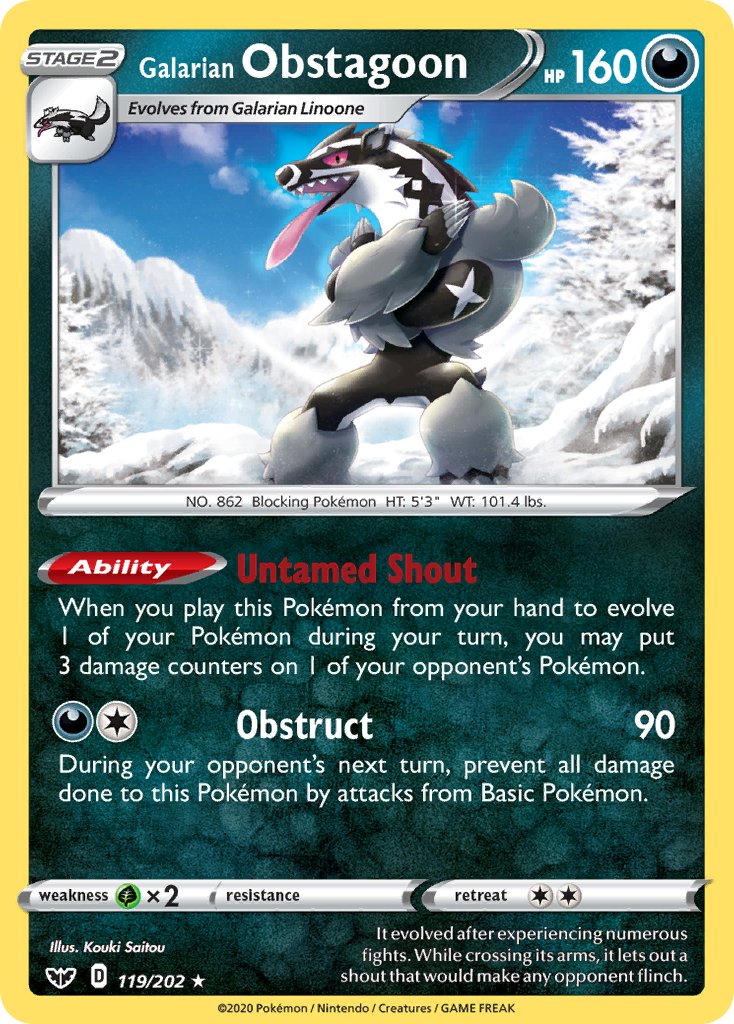 Galarian Obstagoon (119/202) (Sword & Shield: Base Set) [Theme Deck Exclusive]