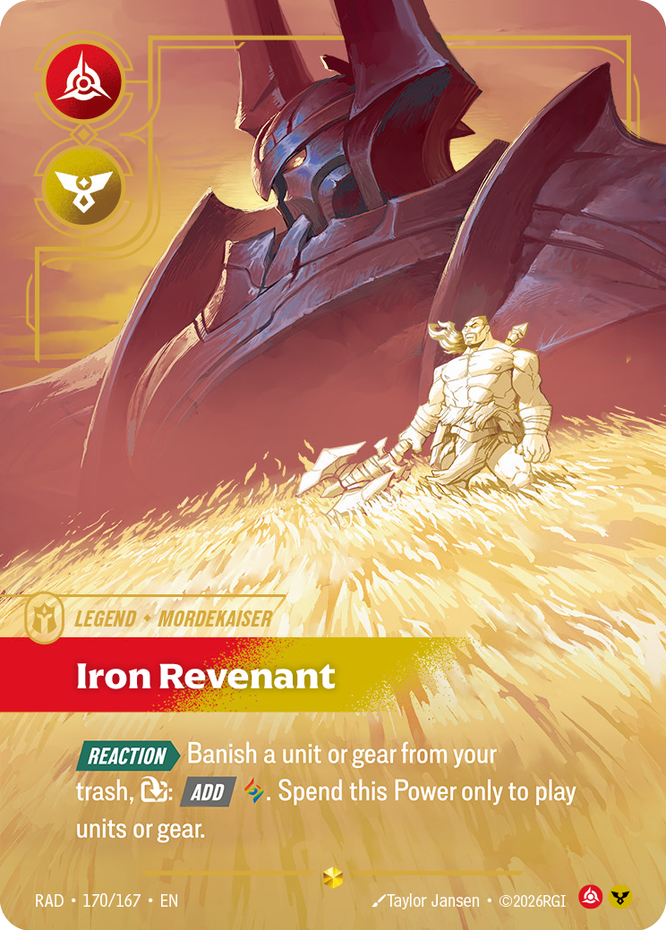 front of card Mordekaiser, Iron Revenant (Signature) [Radiance] 170*/167