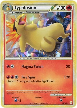 Typhlosion (32/123) (Cracked Ice Holo) (HeartGold & SoulSilver: Base Set) [Theme Deck Exclusive]