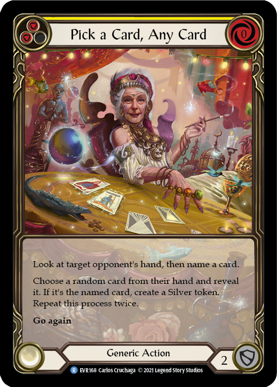 Pick a Card, Any Card (Yellow) [EVR168] (Everfest) 1st Edition Extended Art Rainbow Foil