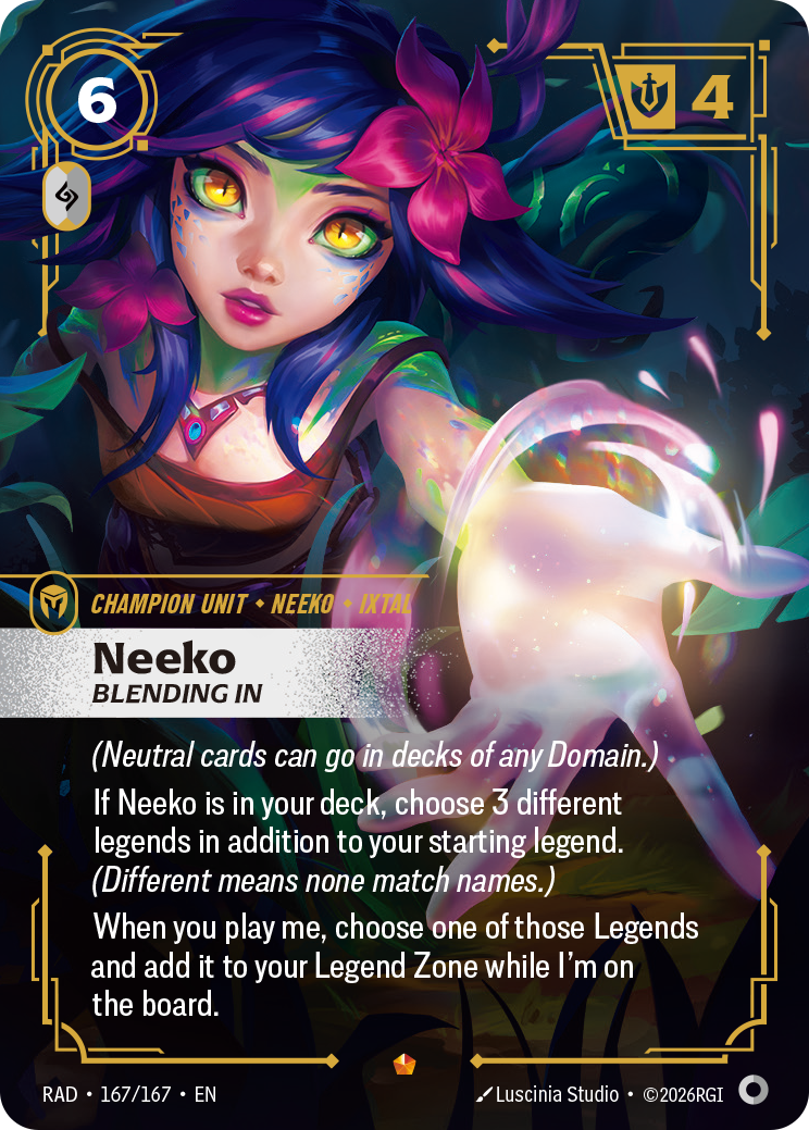front of card Neeko, Bleeding In [Radiance] 167/167
