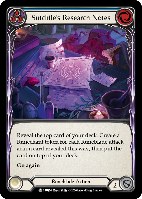 Sutcliffe's Research Notes (Blue) [CRU156] (Crucible of War) 1st Edition Rainbow Foil