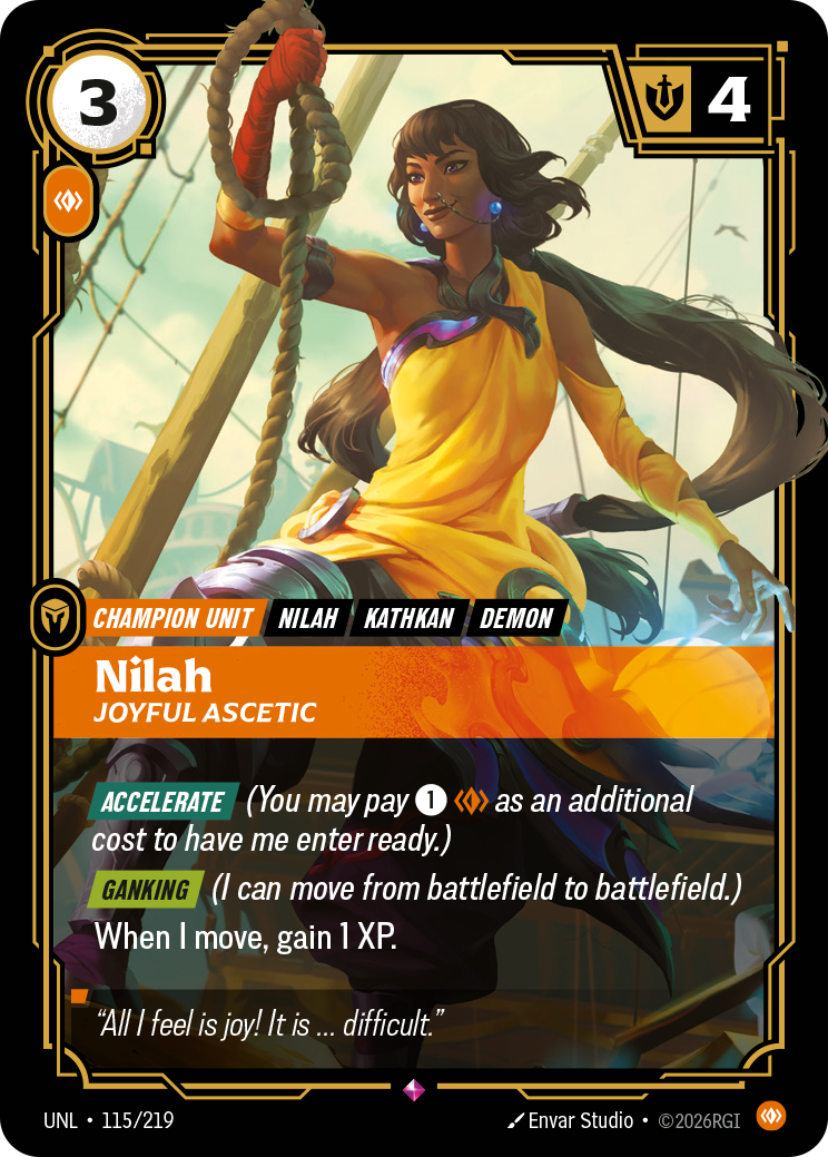 front of card Nilah, Joyful Ascetic [Unleashed] 115/219