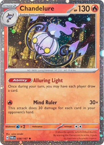 Chandelure (038/167) (Cosmos Holo) (Scarlet & Violet: Twilight Masquerade) [Theme Deck Exclusive]