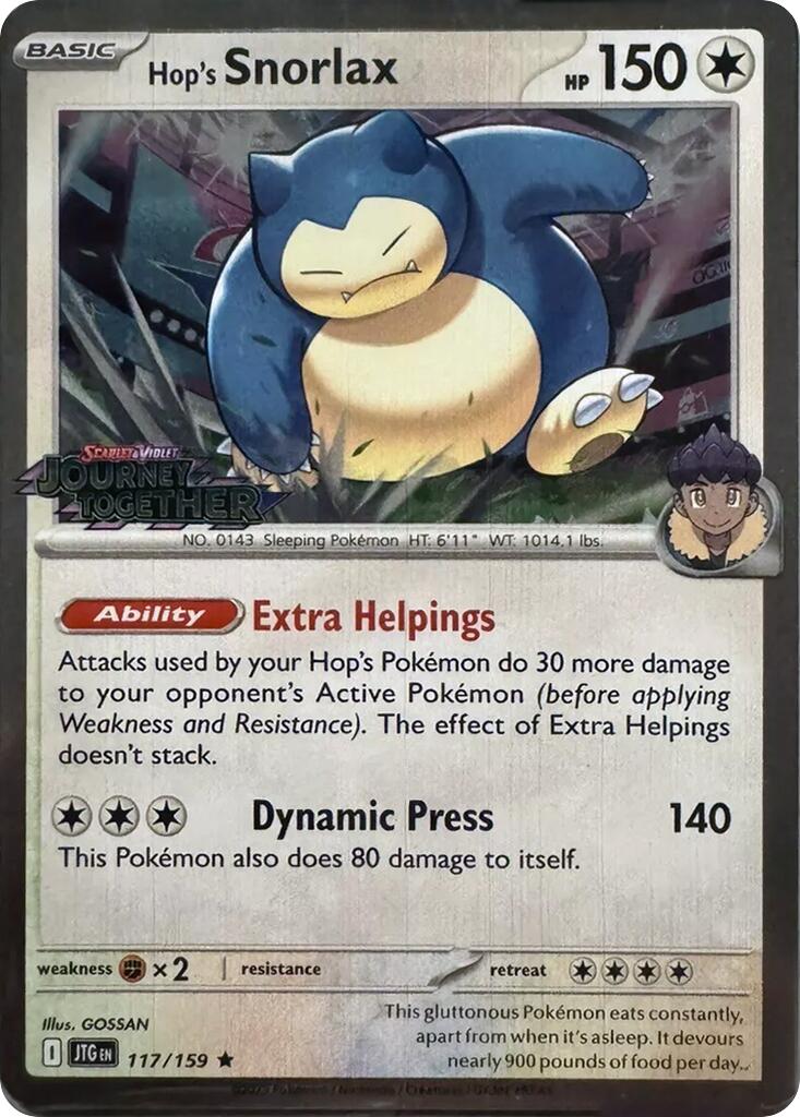 Hop's Snorlax (117/159) (Cosmos Holo) (Scarlet & Violet: Journey Together) [Theme Deck Exclusive]