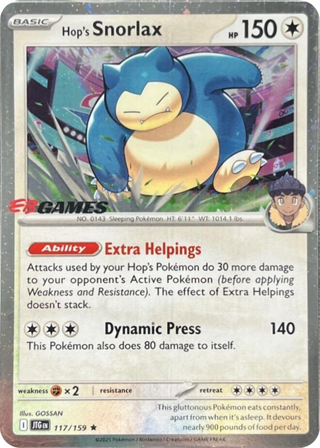 Hop's Snorlax (117/159) (EB Games) (Cosmos Holo) (Scarlet & Violet: Journey Together) [Promos]
