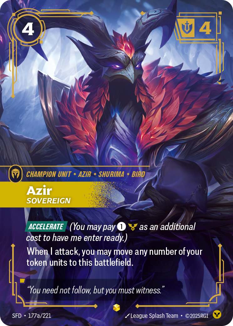 front of card Azir, Sovereign (Alternate Art) [Spiritforged] 177a/221