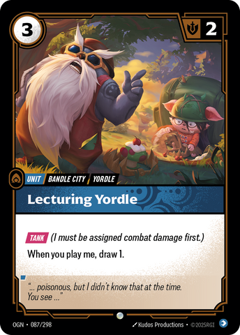 front of card Lecturing Yordle [Origins] #087