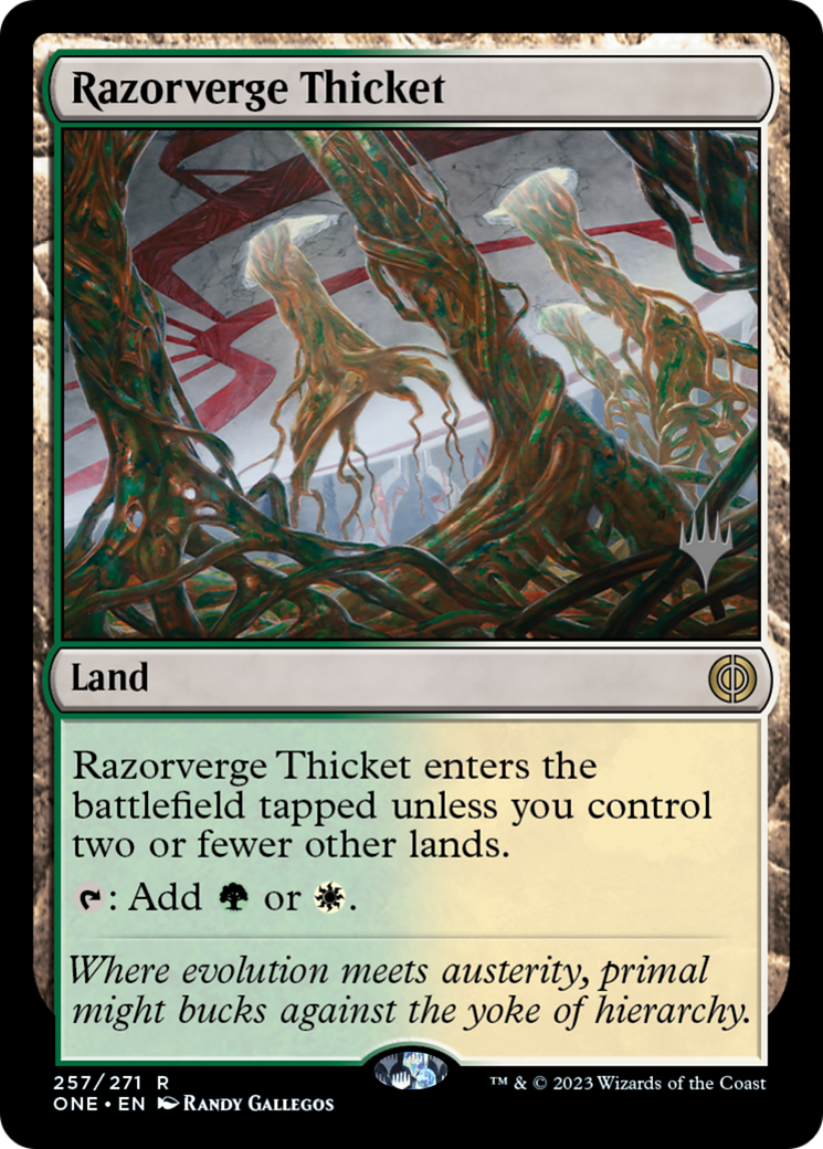 Razorverge Thicket (Promo Pack) [Phyrexia: All Will Be One Promo Pack]