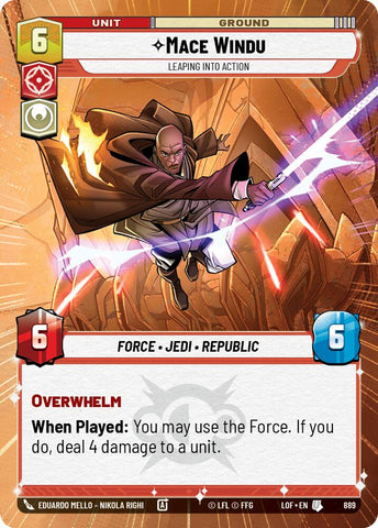 Mace Windu (889) - Leaping into Action (Hyperspace Foil) (889) [Legends of the Force]