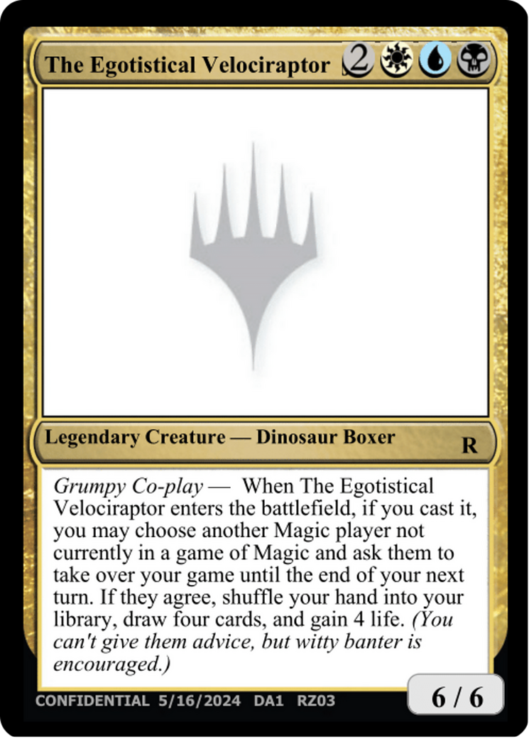 The Egotistical Velociraptor [Unknown Event Promo Sticker Cards]