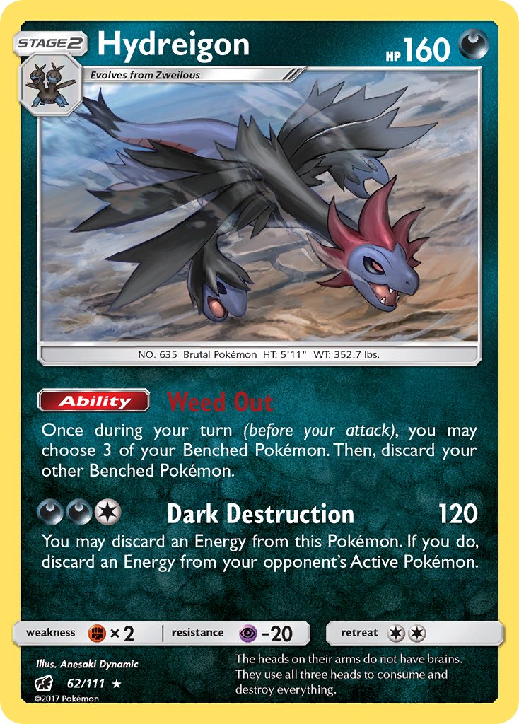 Hydreigon (62/111) (Cracked Ice Holo) (Sun & Moon: Crimson Invasion) [Theme Deck Exclusive]