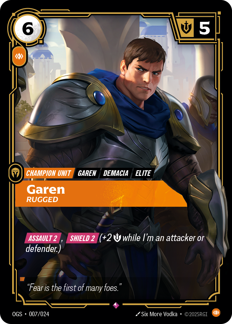 front of card Garen, Rugged [Origins: Proving Grounds]