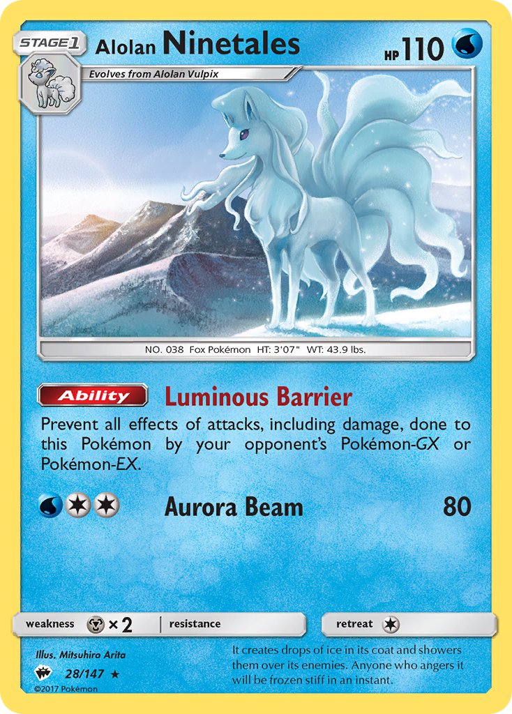 Alolan Ninetales (28/147) (Water Web Holo) (Theme Deck Exclusives) (Sun & Moon: Burning Shadows) [Theme Deck Exclusive]