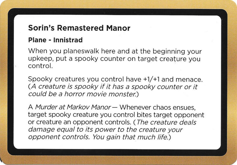 (Oversized) Sorin's Remastered Manor (Black Lotus Unknown Planechase) [Oversize Cards]