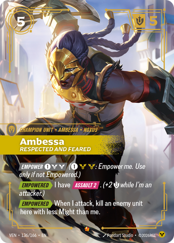 front of card Ambessa, Respected and Feared [Vendetta] 136/166