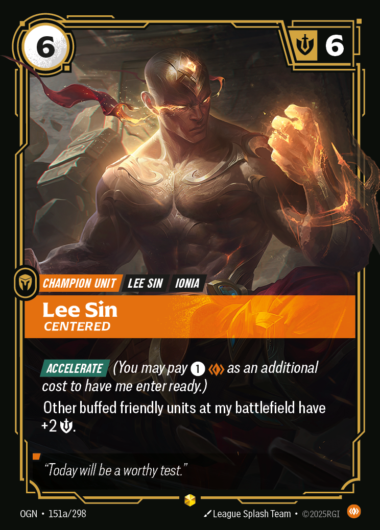 front of card Lee Sin, Centered (Showcase) [Origins]