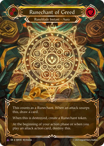 Runechant of Greed (Yellow) (Marvel) [IAR145-MV] (Omens of the Third Age)  Cold Foil