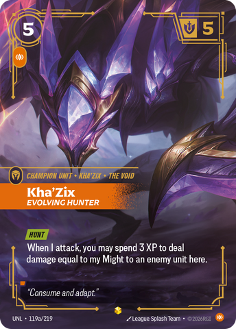 front of card Kha'Zix, Evolving Hunter (Alternate Art) [Unleashed] 119a/219