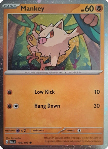 Mankey (106/193) (Cosmos Holo) (Scarlet & Violet: Paldea Evolved) [Theme Deck Exclusive]