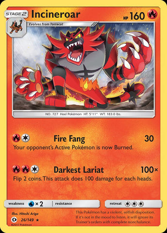 Incineroar (26/149) (Sun & Moon: Base Set) [Theme Deck Exclusive]