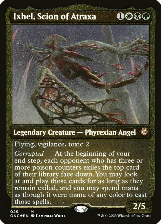 (Thick Stock Display Commander) Ixhel, Scion of Atraxa (Foil Etched) [Phyrexia: All Will Be One Commander]
