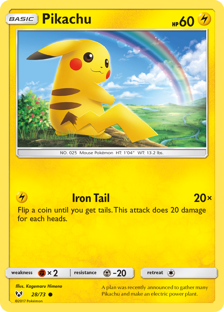 Pikachu (28/73) (Cosmos Holo) (Sun & Moon: Shining Legends) [Theme Deck Exclusive]