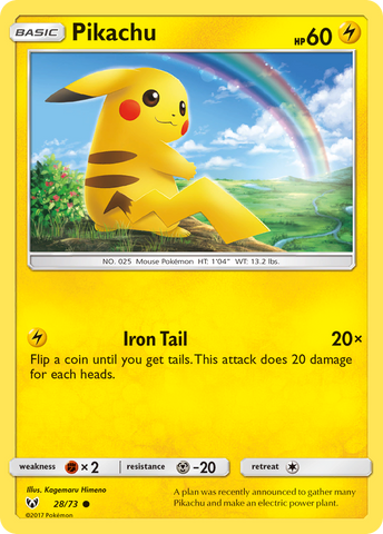Pikachu (28/73) (Cosmos Holo) (Sun & Moon: Shining Legends) [Theme Deck Exclusive]