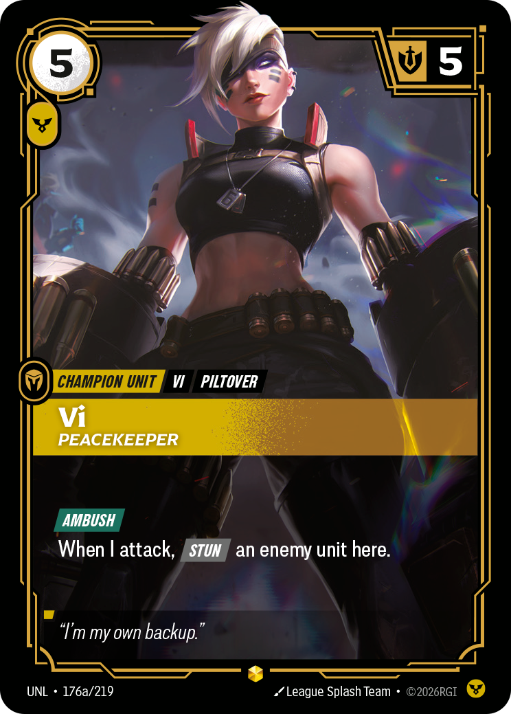 front of card Vi, Peacekeeper (Alternate Art) [Unleashed] 176a/219