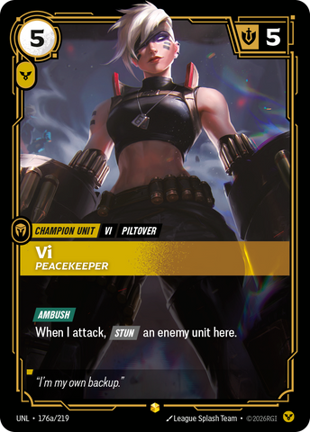 front of card Vi, Peacekeeper (Alternate Art) [Unleashed] 176a/219