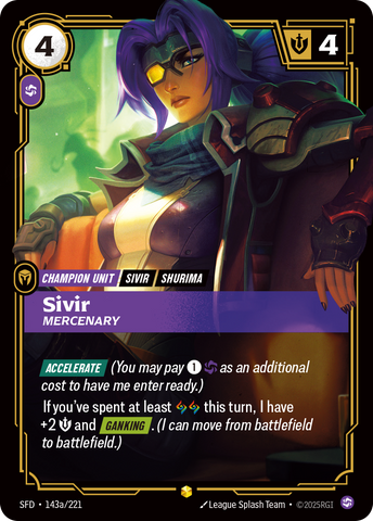 front of card Sivir, Mercenary (Alternate Art) [Spiritforged] 143a/221
