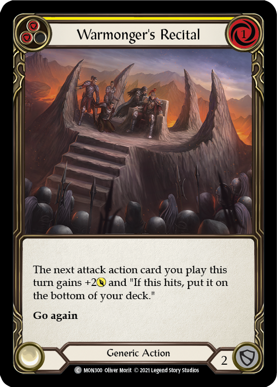 Warmonger's Recital (Yellow) [MON300-RF] (Monarch) 1st Edition Rainbow Foil