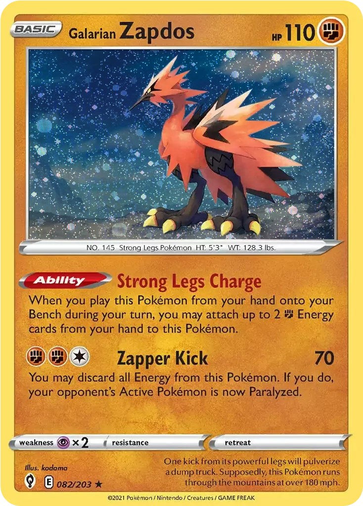 Galarian Zapdos (082/203) (Cosmos Holo) (Sword & Shield: Evolving Skies) [Theme Deck Exclusive]
