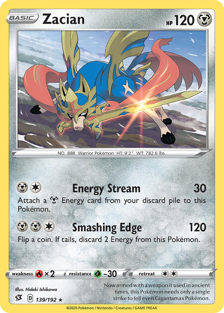 Zacian (139/192) (Cracked Ice Holo) (Theme Deck Exclusives) (Sword & Shield: Rebel Clash) [Theme Deck Exclusive]