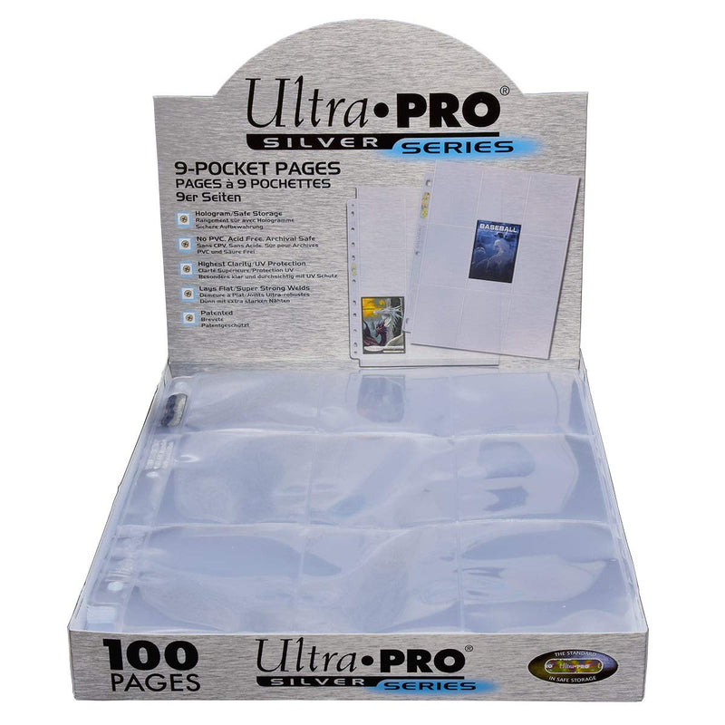 Box of 100 Ultra Pro 9 Pocket Pages Silver Series