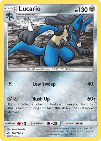 Lucario (126/214) (Sun & Moon: Unbroken Bonds) [Theme Deck Exclusive]