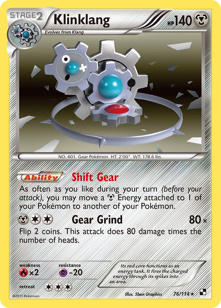 Klinklang (76/114) (Cracked Ice Holo) (Blister Exclusive) (Black & White: Base Set) [Theme Deck Exclusive]