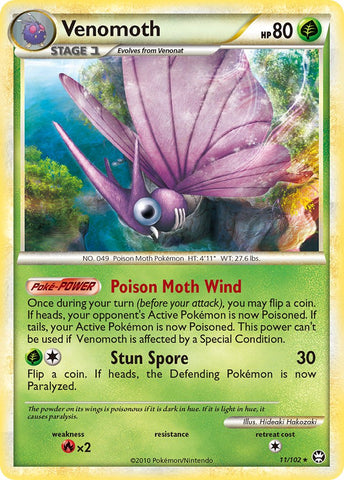 Venomoth (11/102) (HeartGold & SoulSilver: Triumphant) [Theme Deck Exclusive]