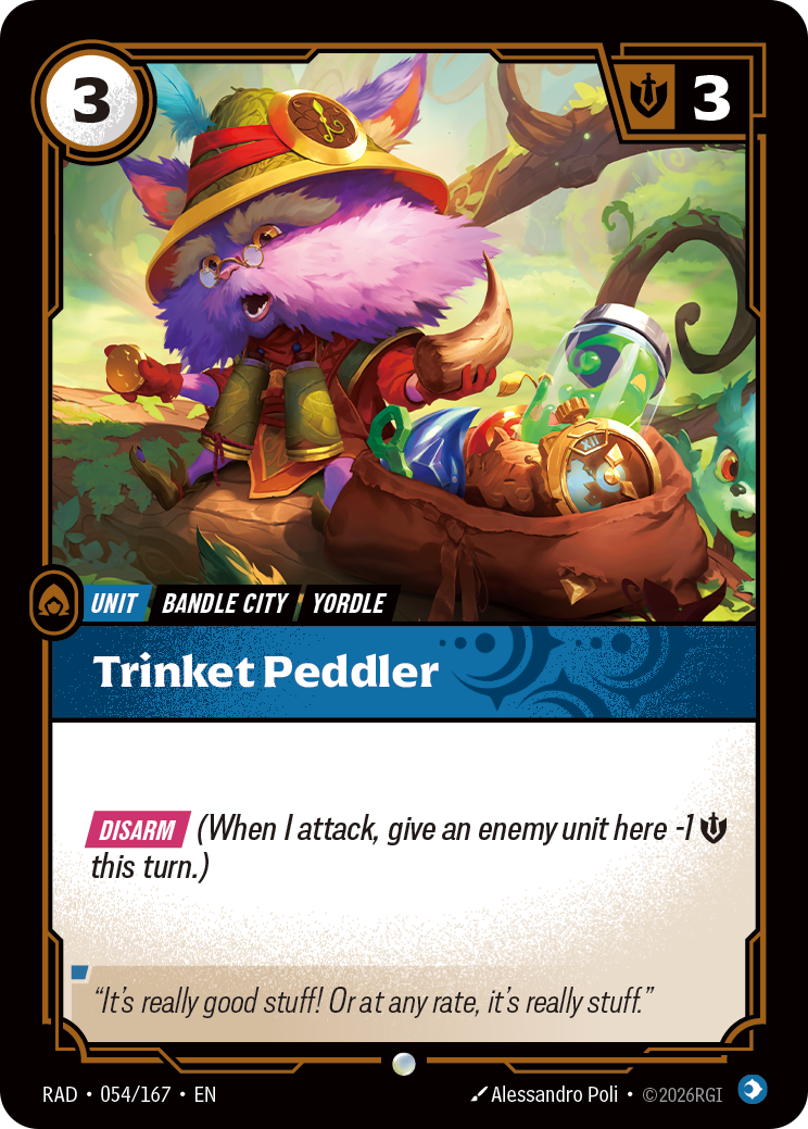 front of card Trinket Peddler [Radiance] 054/167