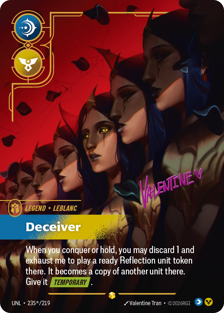 front of card LeBlanc, Deceiver (Overnumbered) (Signature) [Unleashed] 235*/219