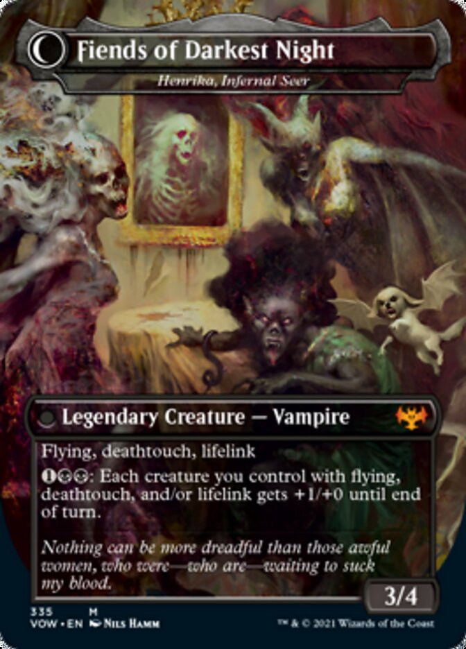 The Three Weird Sisters // Fiends of Darkest Night - Henrika Domnathi // Henrika, Infernal Seer [Innistrad: Crimson Vow]