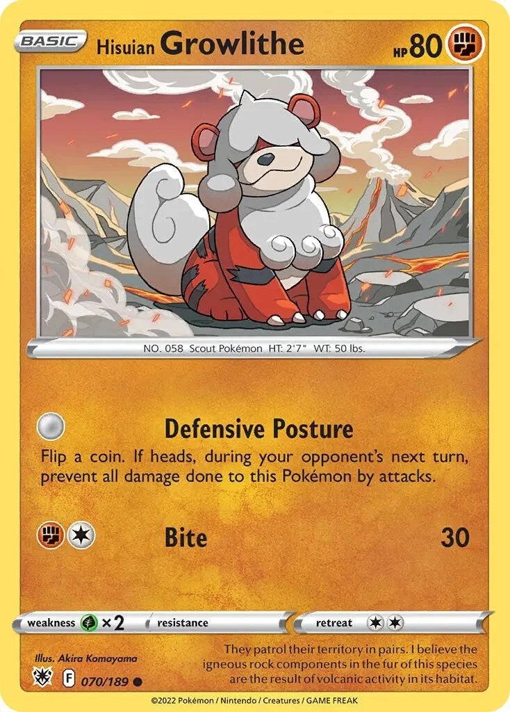 Hisuian Growlithe (070/189) (Sword & Shield: Astral Radiance) [Theme Deck Exclusive]