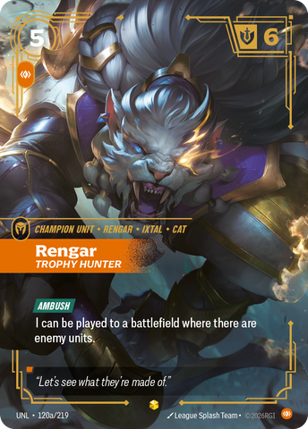 front of card Rengar, Trophy Hunter (Alternate Art) [Unleashed] 120a/219